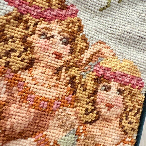 🎄3/$20‼️Vintage Wool Needlepoint Angel Christmas Stocking - Picture 8 of 11